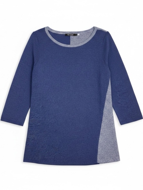 NIC+ZOE Sweaters - NIC+ZOE Blue & Heather Gray Colorblock Lightweight Sweater 3/4 Sleeve | EUC